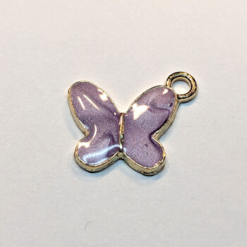 Purple Angle Butterfly Enamel Charm Gold