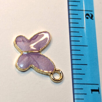 Purple Angle Butterfly Enamel Charm Gold - Image 2