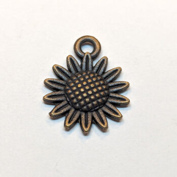 Dainty Sunflower Flower Charm Antique Bronze