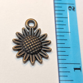 Dainty Sunflower Flower Charm Antique Bronze - Image 2