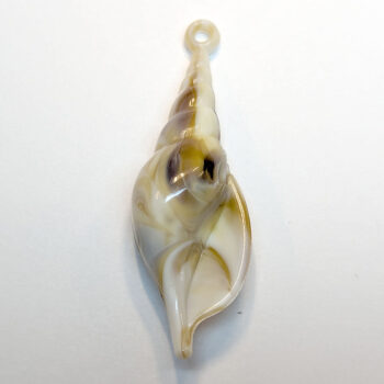 Cream Brown Marble Long Tulip Shell Pendant