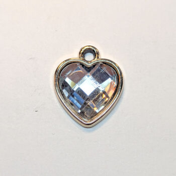 Clear Faceted Acrylic Rhinestone Heart Charm Gold