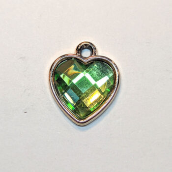 Light Green Faceted Acrylic Rhinestone Heart Charm Gold