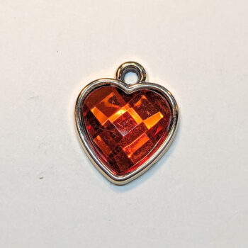 Red Faceted Acrylic Rhinestone Heart Charm Gold