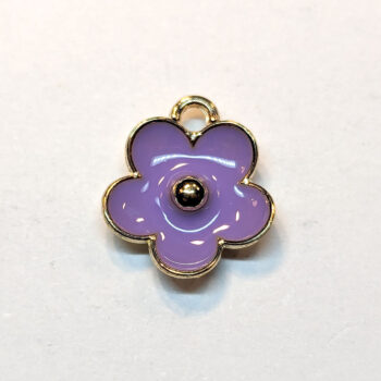 Purple Buttercup Flower Enamel Charm Gold