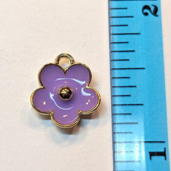 Purple Buttercup Flower Enamel Charm Gold - Image 2