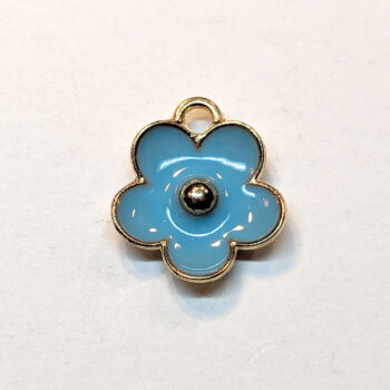 Blue Buttercup Flower Enamel Charm Gold