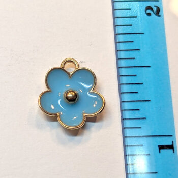 Blue Buttercup Flower Enamel Charm Gold - Image 2