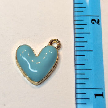 Puffy Blue Heart Enamel Charm Gold - Image 2