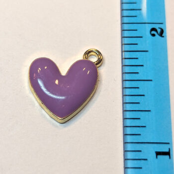 Puffy Purple Heart Enamel Charm Gold - Image 2