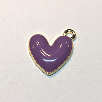 Puffy Purple Heart Enamel Charm Gold