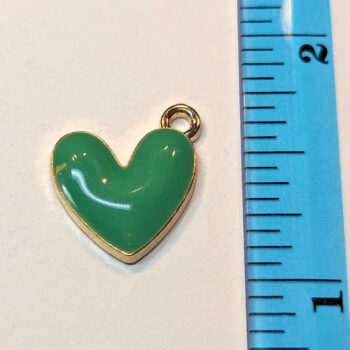 Puffy Green Heart Enamel Charm Gold - Image 2