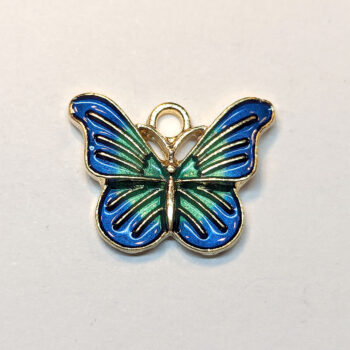 Blue Green Decorative Butterfly Enamel Charm Gold