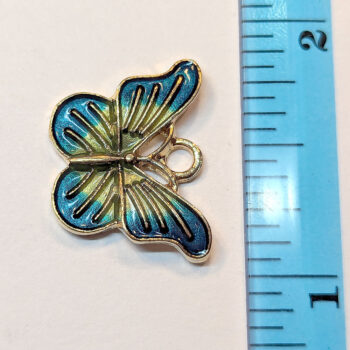 Blue Yellow Decorative Butterfly Enamel Charm Gold - Image 2