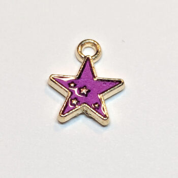 Dainty Purple Star with Stars Enamel Charm Gold