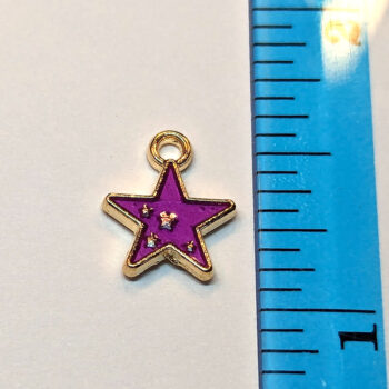 Dainty Purple Star with Stars Enamel Charm Gold - Image 2