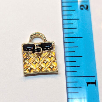 Enamel Gold Black Purse Handbag Charm - Image 2