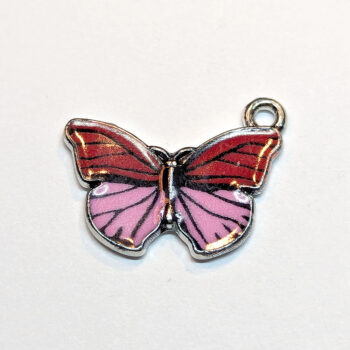 Red Pink Angle Butterfly Enamel Charm Gold