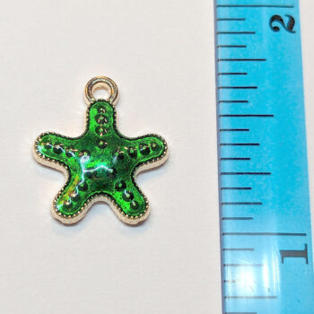 Shiny Green Starfish Enamel Charm Gold - Image 2