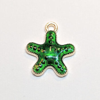 Shiny Green Starfish Enamel Charm Gold