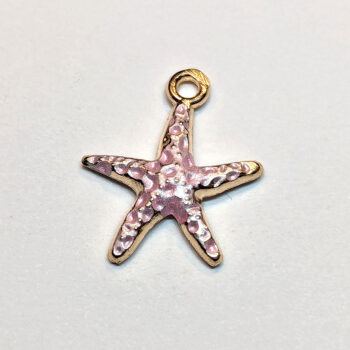 Textured Pink Starfish Enamel Charm Gold