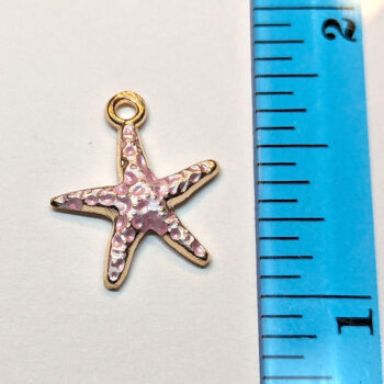 Textured Pink Starfish Enamel Charm Gold - Image 2