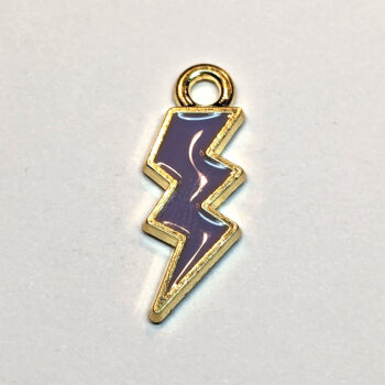 Lilac Purple Lighting Bolt Enamel Charm Gold