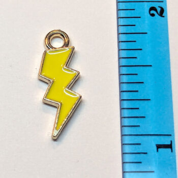 Yellow Lighting Bolt Enamel Charm Gold - Image 2