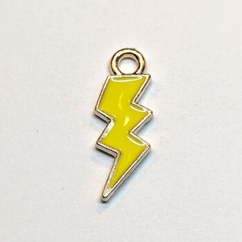 Yellow Lighting Bolt Enamel Charm Gold