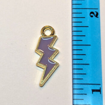 Lilac Purple Lighting Bolt Enamel Charm Gold - Image 2