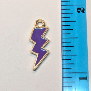 Purple Lighting Bolt Enamel Charm Gold - Image 2