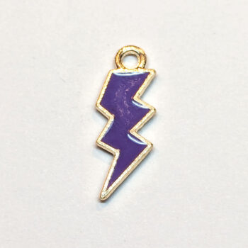 Purple Lighting Bolt Enamel Charm Gold