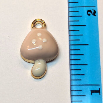 Pink White Mushroom Enamel Charm Gold - Image 2