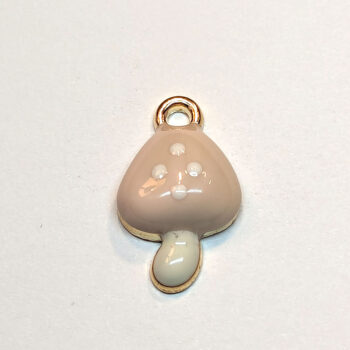 Pink White Mushroom Enamel Charm Gold