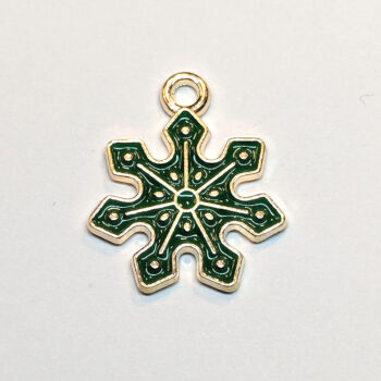 Green Snowflake Enamel Charm Gold