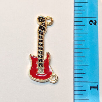 Red Black Guitar Enamel Connector Charm Gold - Image 2