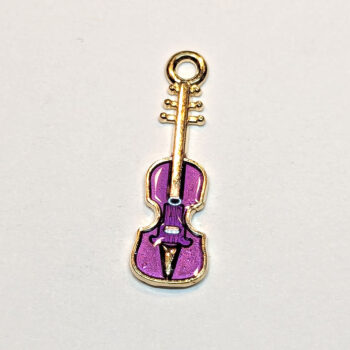 Purple Violin Musical Instrument Enamel Charm Gold