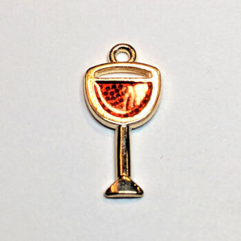 Red Wine Glass Enamel Charm Gold