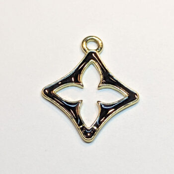 Black Hollow Diamond Enamel Charm Gold