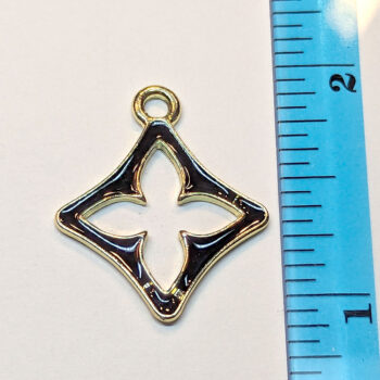 Black Hollow Diamond Enamel Charm Gold - Image 2