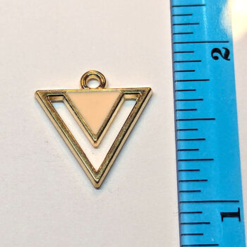 Cream Double Triangle Enamel Charm Gold - Image 2