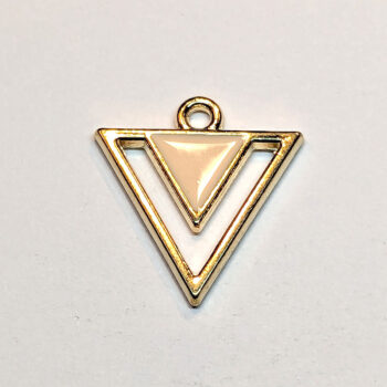 Cream Double Triangle Enamel Charm Gold