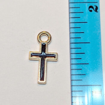 Narrow Black Cross Enamel Charm Gold - Image 2