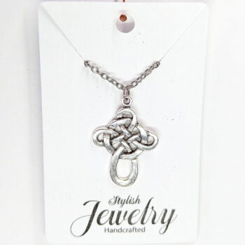 Large Celtic Knot Cross Antique Silver Necklace - Image 5