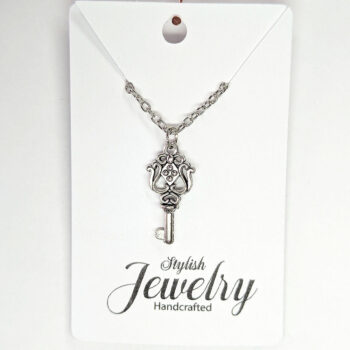 Antique Silver Decorative Key Necklace - Image 4