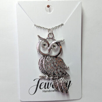 Antique Silver Large Hollow Owl Vintage Style Necklace - Image 6