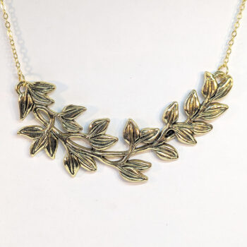 Antique Gold Large Branch with Leaves Necklace - Image 4