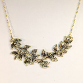 Antique Gold Large Branch with Leaves Necklace - Image 3