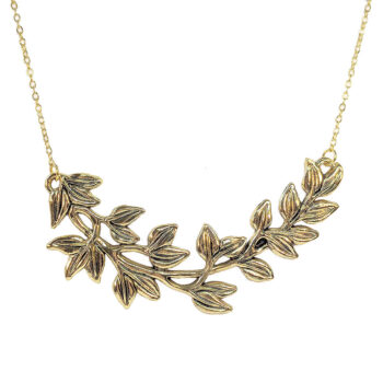 Antique Gold Large Branch with Leaves Necklace