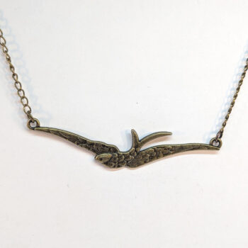 Antique Bronze Large Soaring Swallow Bird Necklace - Image 4